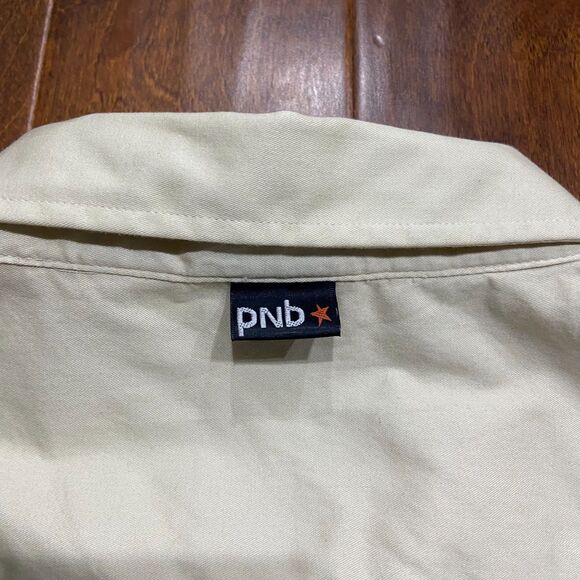 PNB Nation Vintage Y2K Tan Blue Button Down Shirt Cotton Men's Size Extra Large - Picture 8 of 12